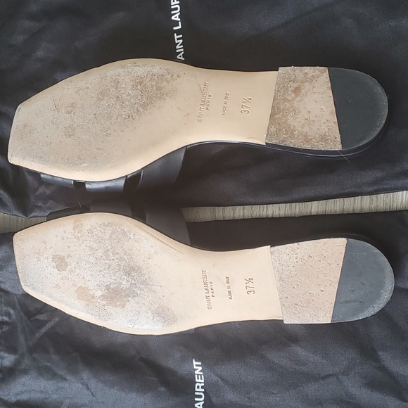 Yves Saint Laurent Paris Maine Nero flat heel leather sandal size 37+ slide - Picture 5 of 9